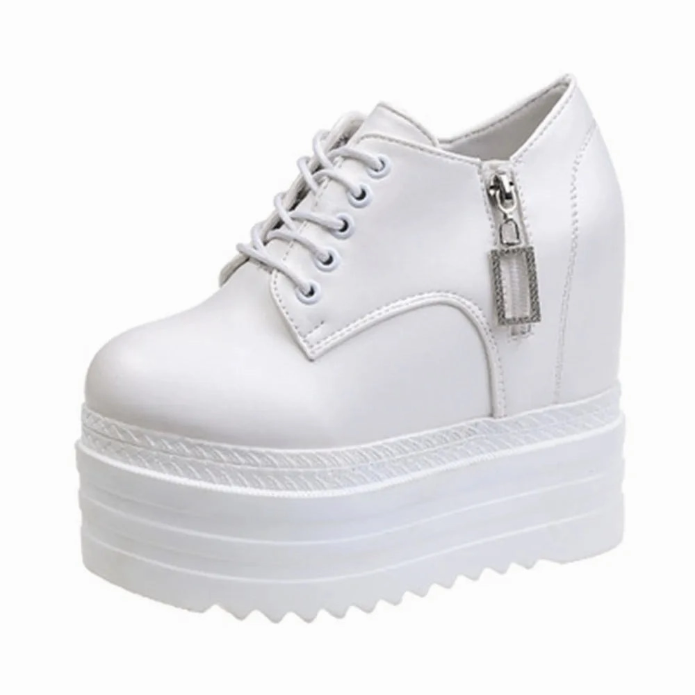 12 CM Woman Shoes Casual Elevator Wedge Platform Sneakers Female High Tops Hidden Heels Trainers Sneakers Walking Shoes