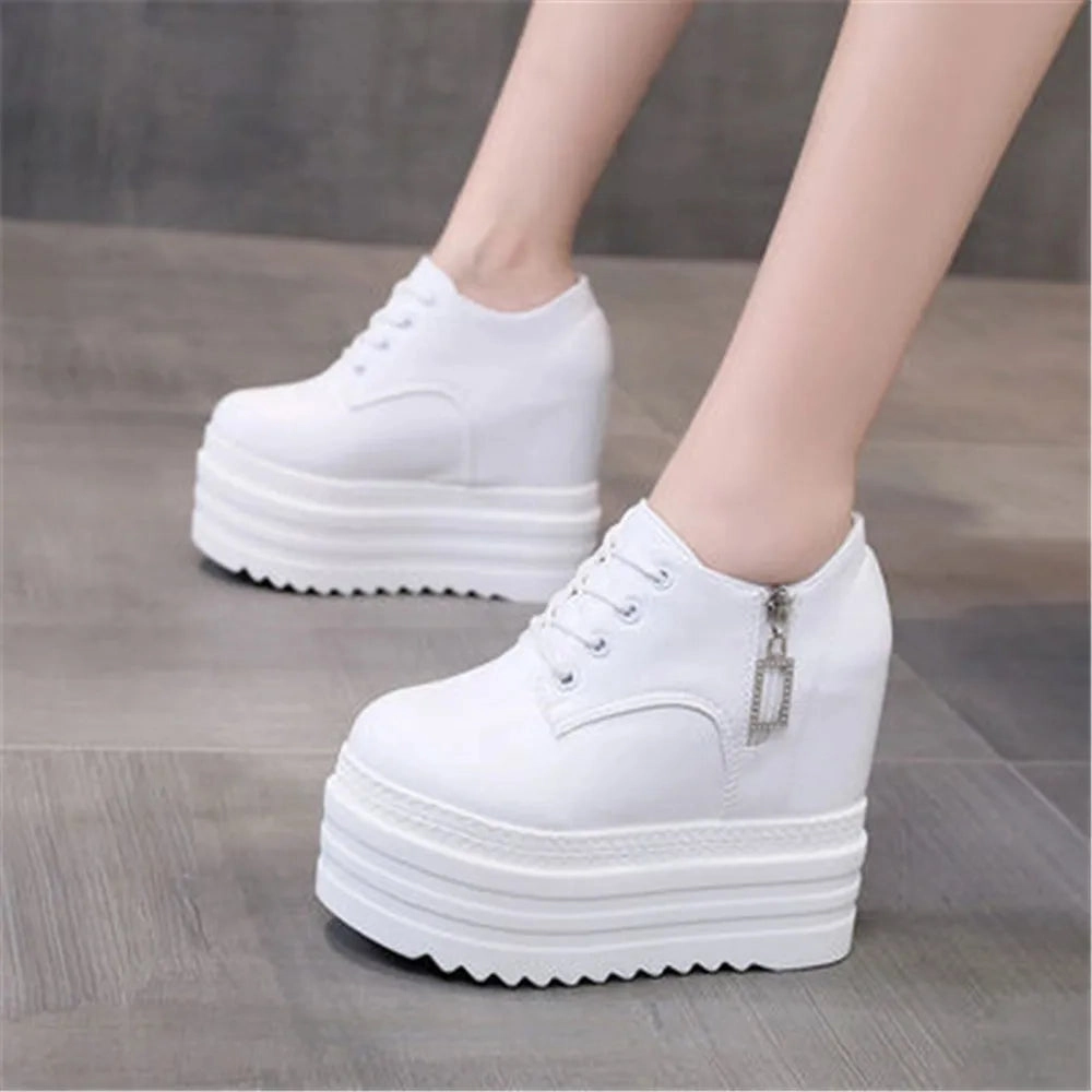 Shoes Go Walk Sneakers 12 CM Woman Shoes Casual Elevator Wedge Platform Sneakers Female High Tops Hidden Heels Trainers