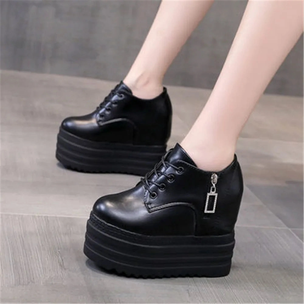 12 CM Woman Shoes Casual Elevator Wedge Platform Sneakers Female High Tops Hidden Heels Trainers Lanvin Sneakers