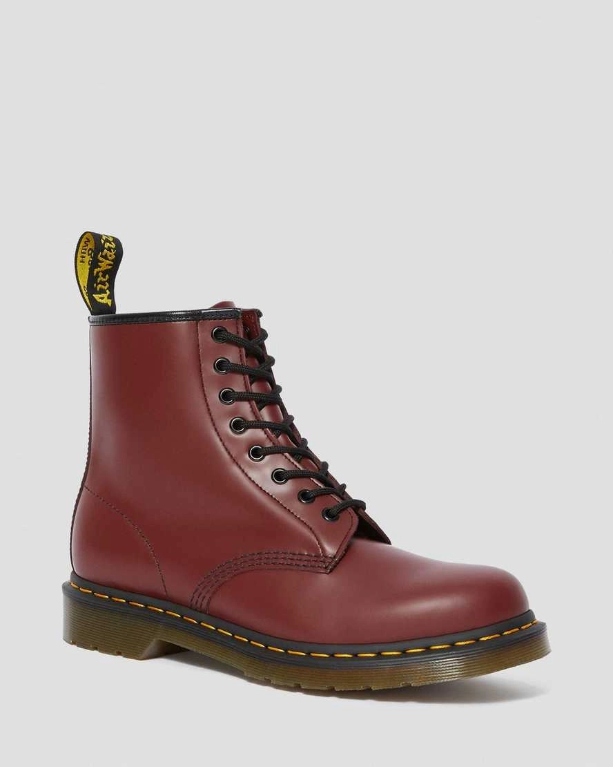 1460 Smooth Leather - Cherry Red Skinny Leg Boots