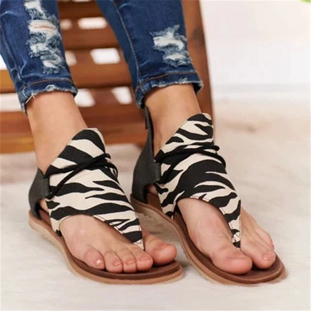 Wedding Guest Dresses With Flat Shoes 2020 Women Sandals Leopard Print Summer Shoes Women Large Size Andals Flat Women Sandals Womens Summer Shoes Sandals 