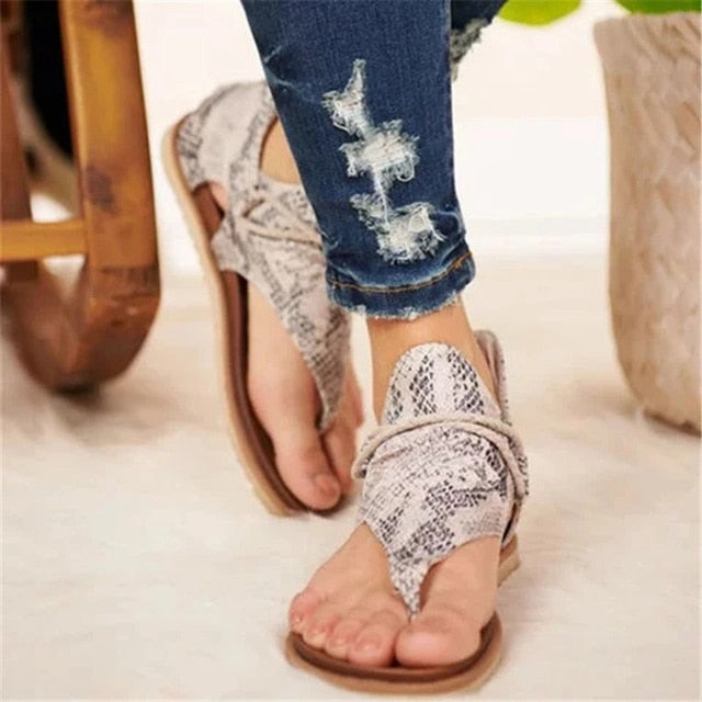 2020 Women Sandals Leopard Print Summer Shoes Women Large Size Andals Flat Women Sandals Womens Summer Shoes Sandals  Flat Shoes For Training