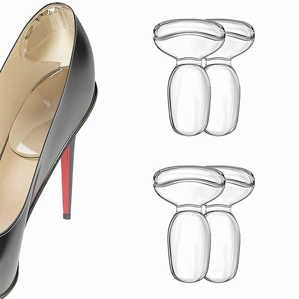 2 In 1 T-type Silicone Shoe Heel Pads Liners Inserts Cushion Grip High-heel Insole Bride Flat Shoes Wedding