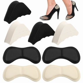 8pcs Foot Cushions & Pads, 2 Pairs Sponge Heel Paste Toe Pads and 2 Pairs Reusable Toe Shoe Heel Filler Inserts Heel Anti-Slip Wear Feet Fit Most Shoes Wedge Dress Boots