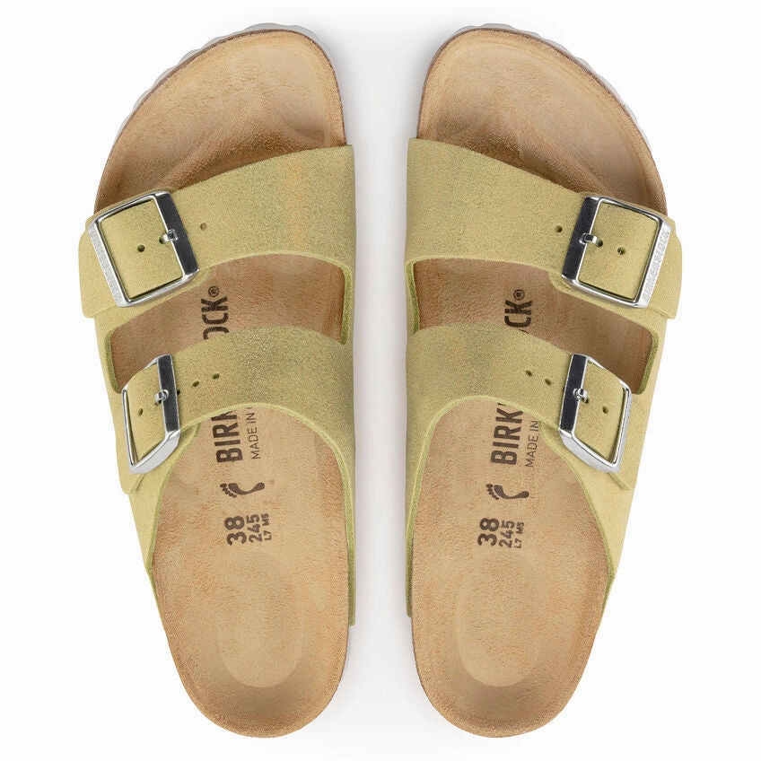 Hiking Shoes Best 'Birkenstock' Women's Arizona Suede Leather Sandal - Shimmering Popcorn