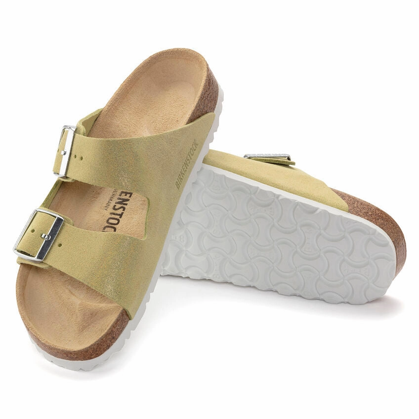 'Birkenstock' Women's Arizona Suede Leather Sandal - Shimmering Popcorn Lifestyle Hiking Shoes