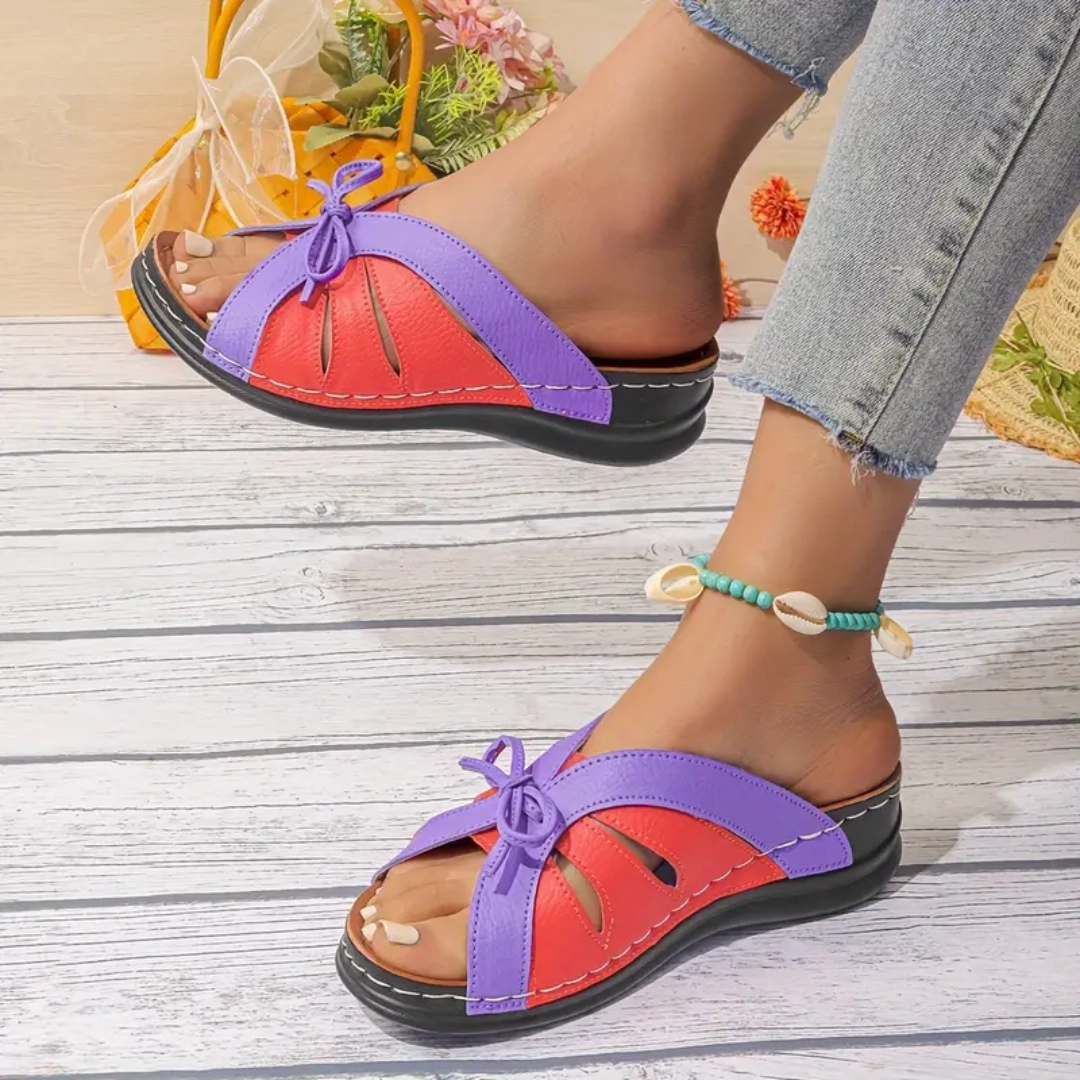 Quince Sandals Uniqcomfy Colorful Bowknot Arch Support Open Toe Sandals