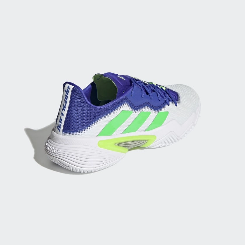 adidas BARRICADE Tennis Shoes | White-Blue-Green | Men's Adidas Clearance Golf Shoes