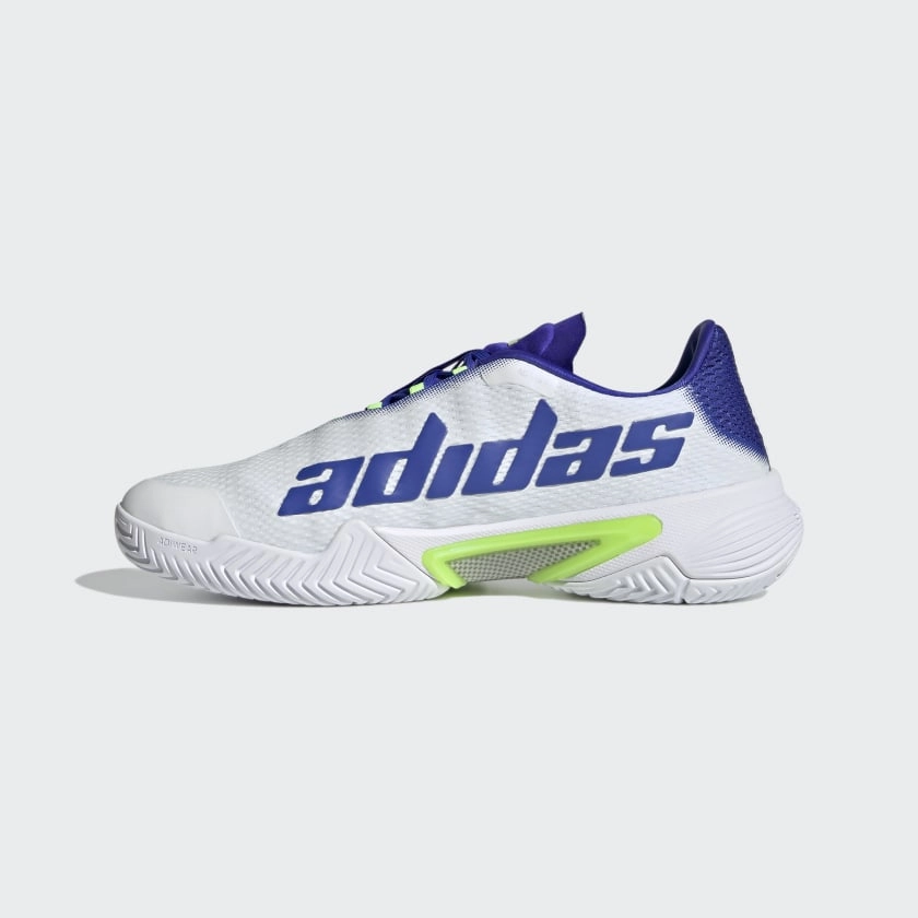 adidas BARRICADE Tennis Shoes | White-Blue-Green | Men's Adidas Shoes Wide Sizes
