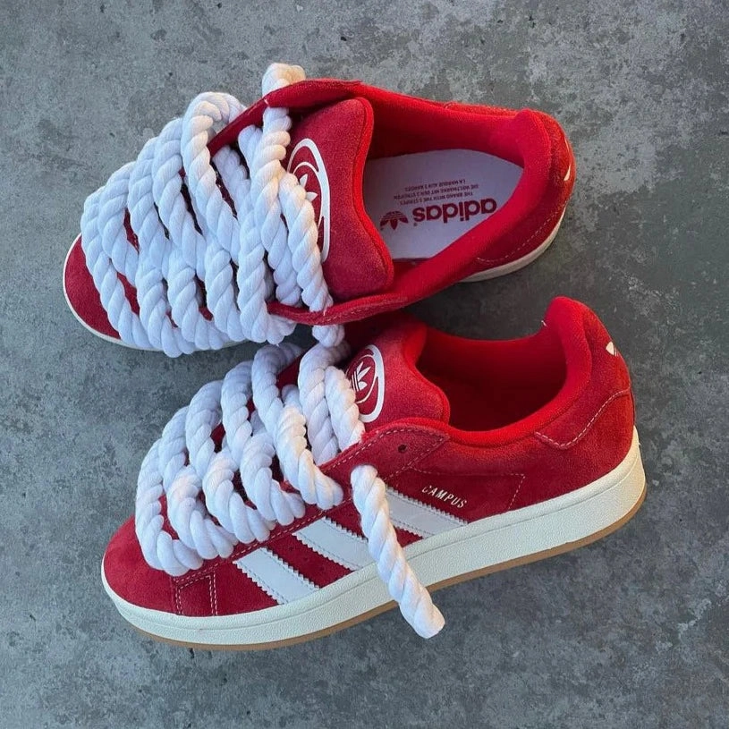 Adidas Campus 00s Red "Rope Laces" White Adidas Pickle Ball Shoes