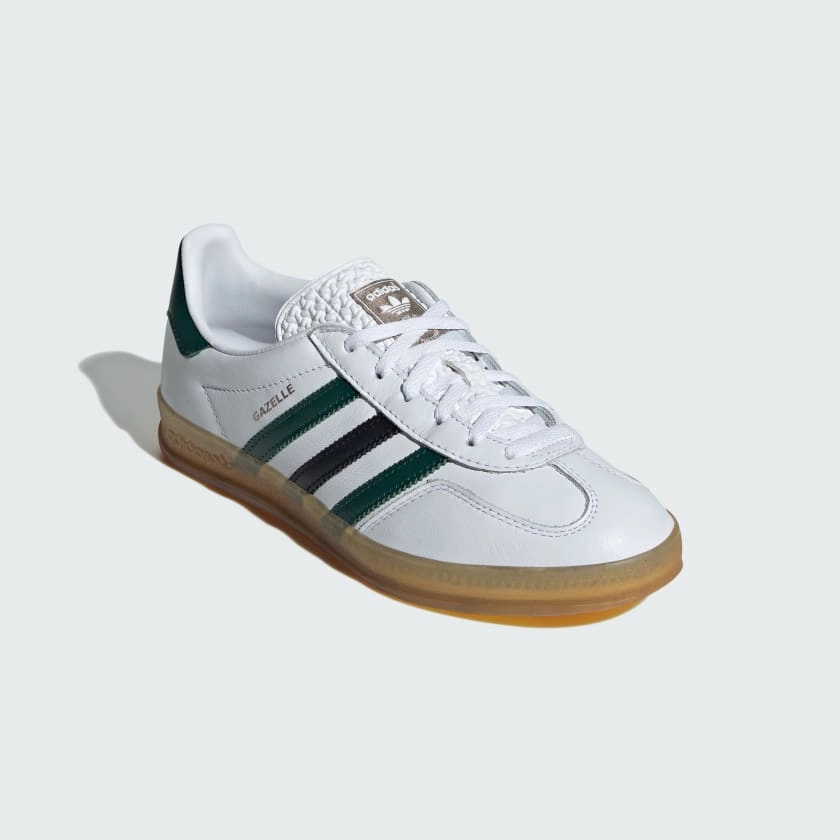 Grey Adidas Golf Shoes GAZELLE INDOOR SHOES - Cloud White / Collegiate Green / Core Black