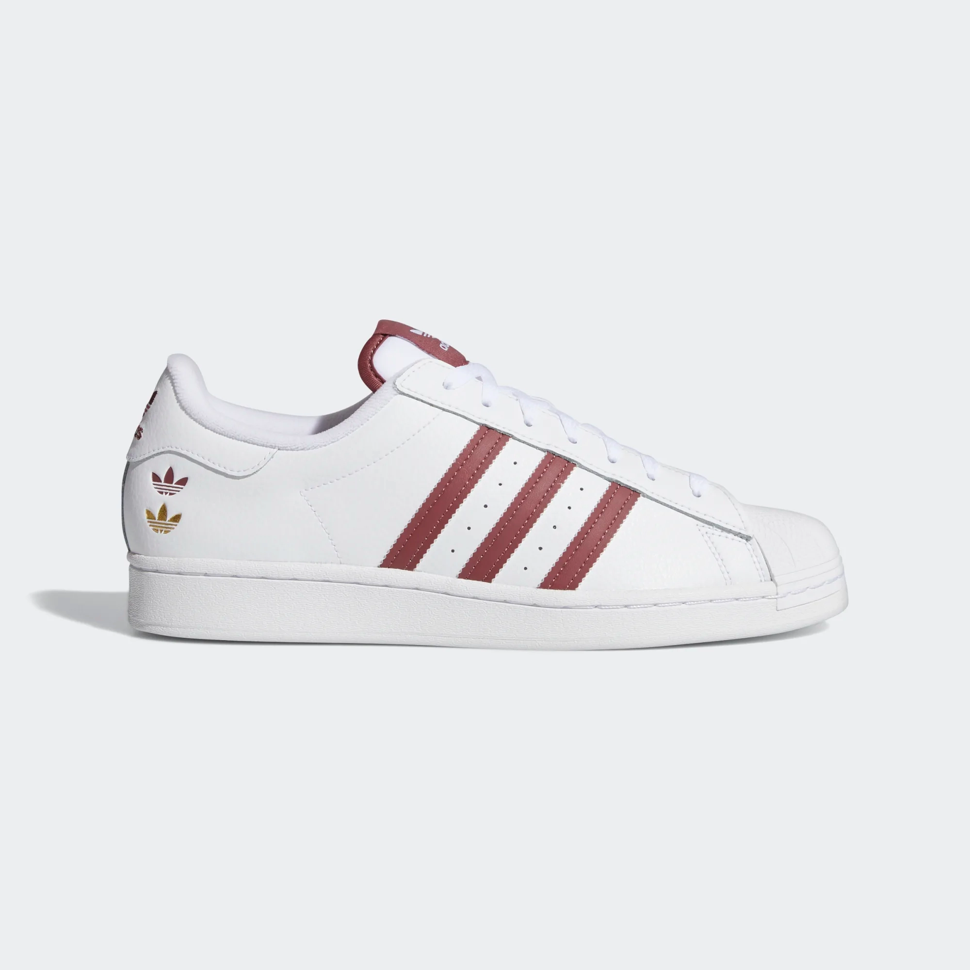 Adidas Slide Shoes Adidas Men's Superstar Shoes - Cloud White / Quiet Crimson / Gold Foil