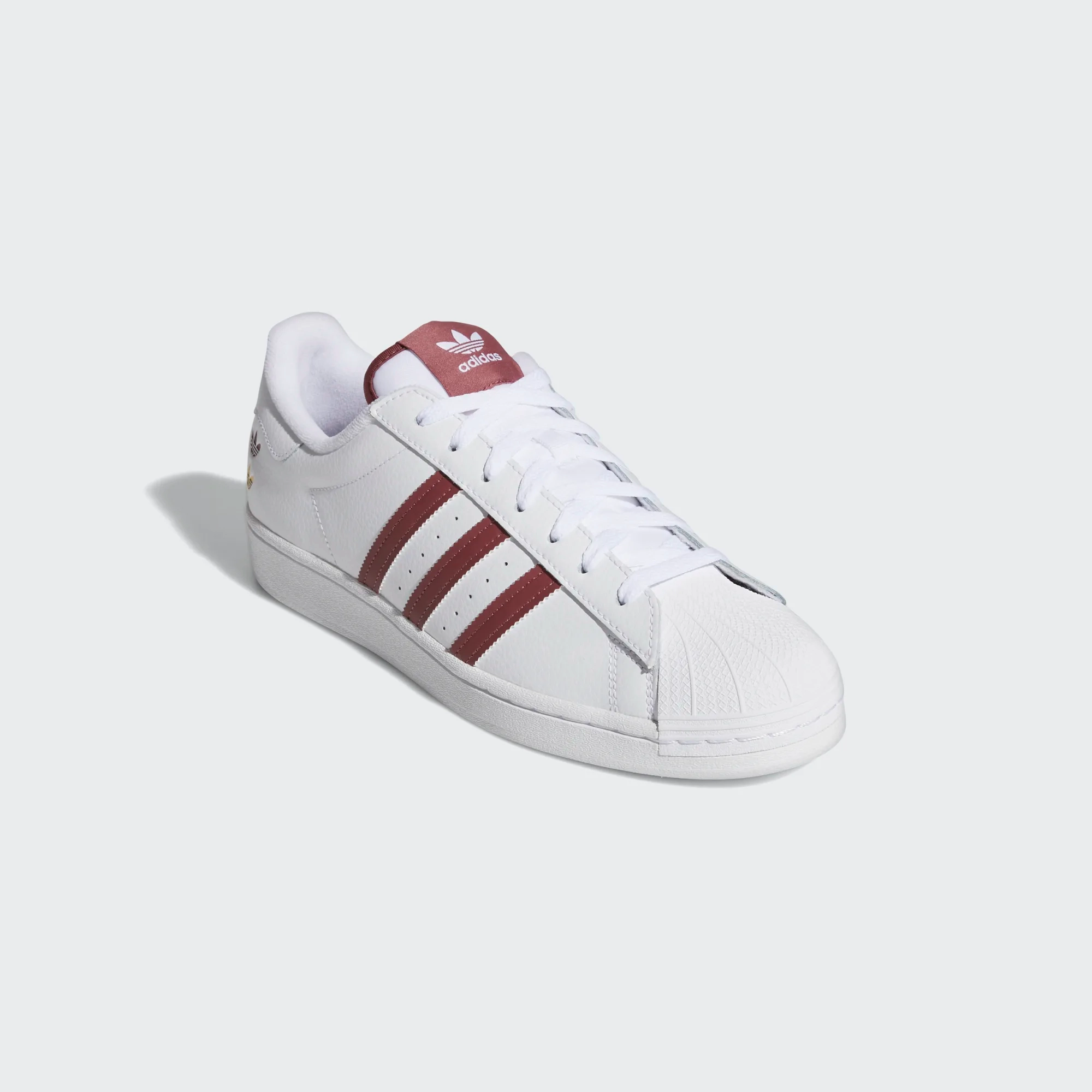 Adidas Men's Superstar Shoes - Cloud White / Quiet Crimson / Gold Foil Adidas Spiderman Shoe