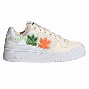 Adidas Plant Based Shoes adidas Originals Womens Forum Bold Embroidered Trefoils - White