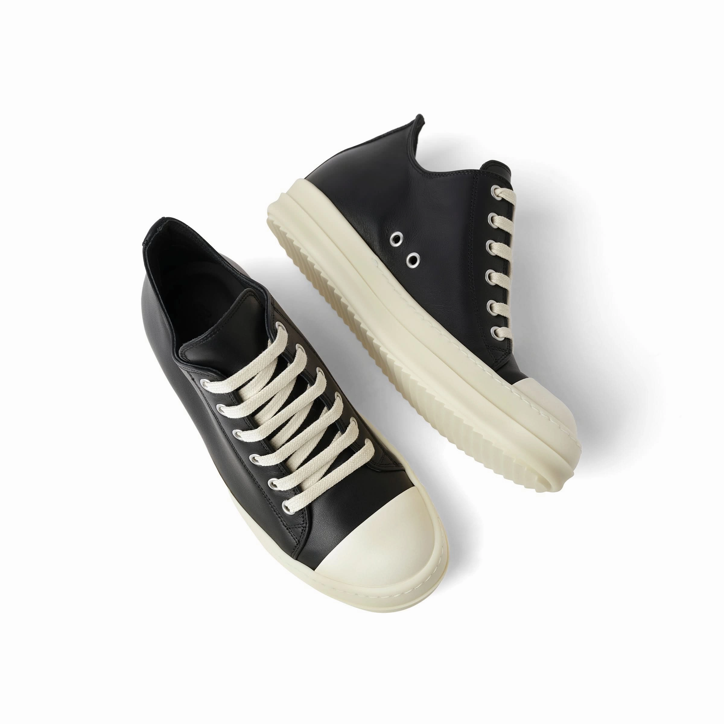 Full Grain Calf Low Sneaker in Black/Milk Spiked Sneakers