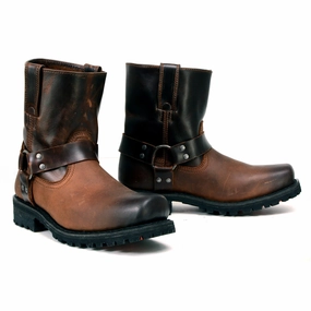 Square Toe Boots For Sale ML Full Grain Two-Tone Easy Pull-On Motorcycle Harness Boots