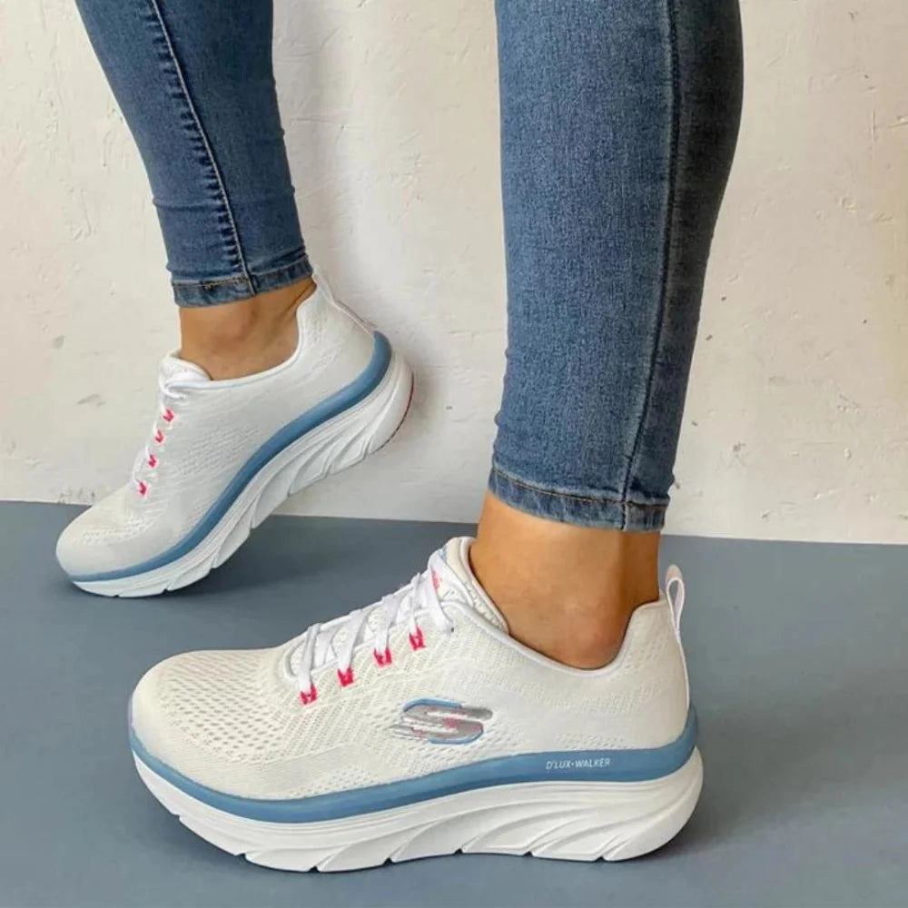 SKECHERS D'lux Walker Fresh Finesse 149368 Women 149820-WHT Run Sneakers Shop