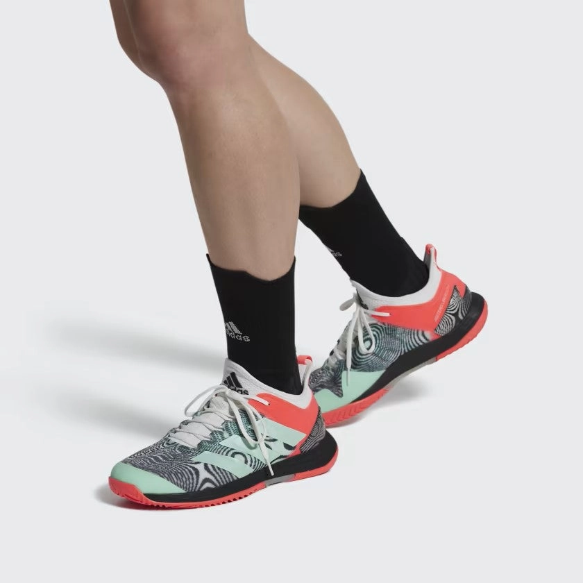 Adidas Men's Adizero Ubersonic 4 Tennis Shoes, Cloud White/Pulse Mint/Turbo Adidas Slide Shoes