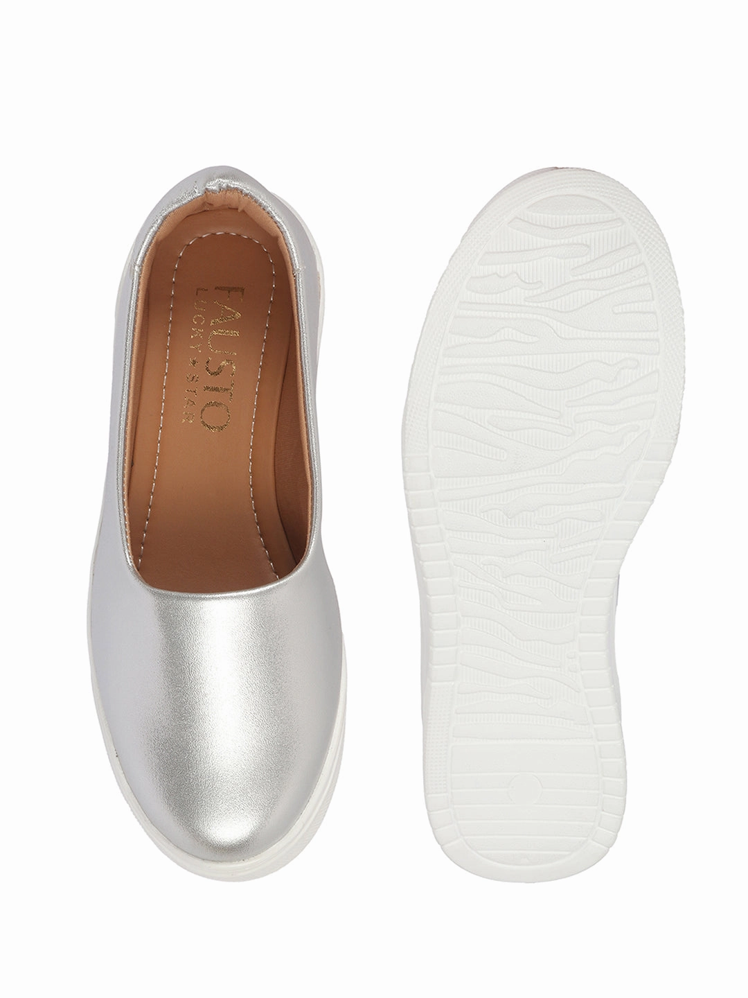 Minimalist Casual Shoes Women Silver Height Enhancer Lightweight Glitter Slip On Shoes|Memory Cushion Insole|Party Slip On All Season Casual Shoe