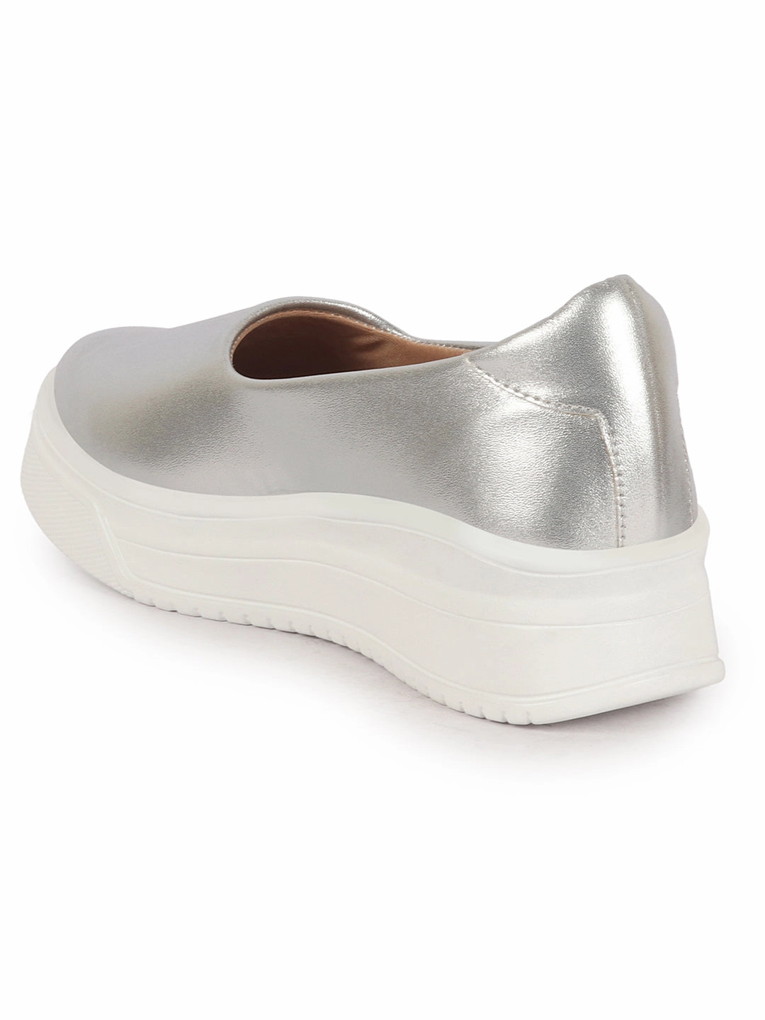 Dr Martens 1461 Vegan Casual Shoe Women Silver Height Enhancer Lightweight Glitter Slip On Shoes|Memory Cushion Insole|Party Slip On All Season Casual Shoe