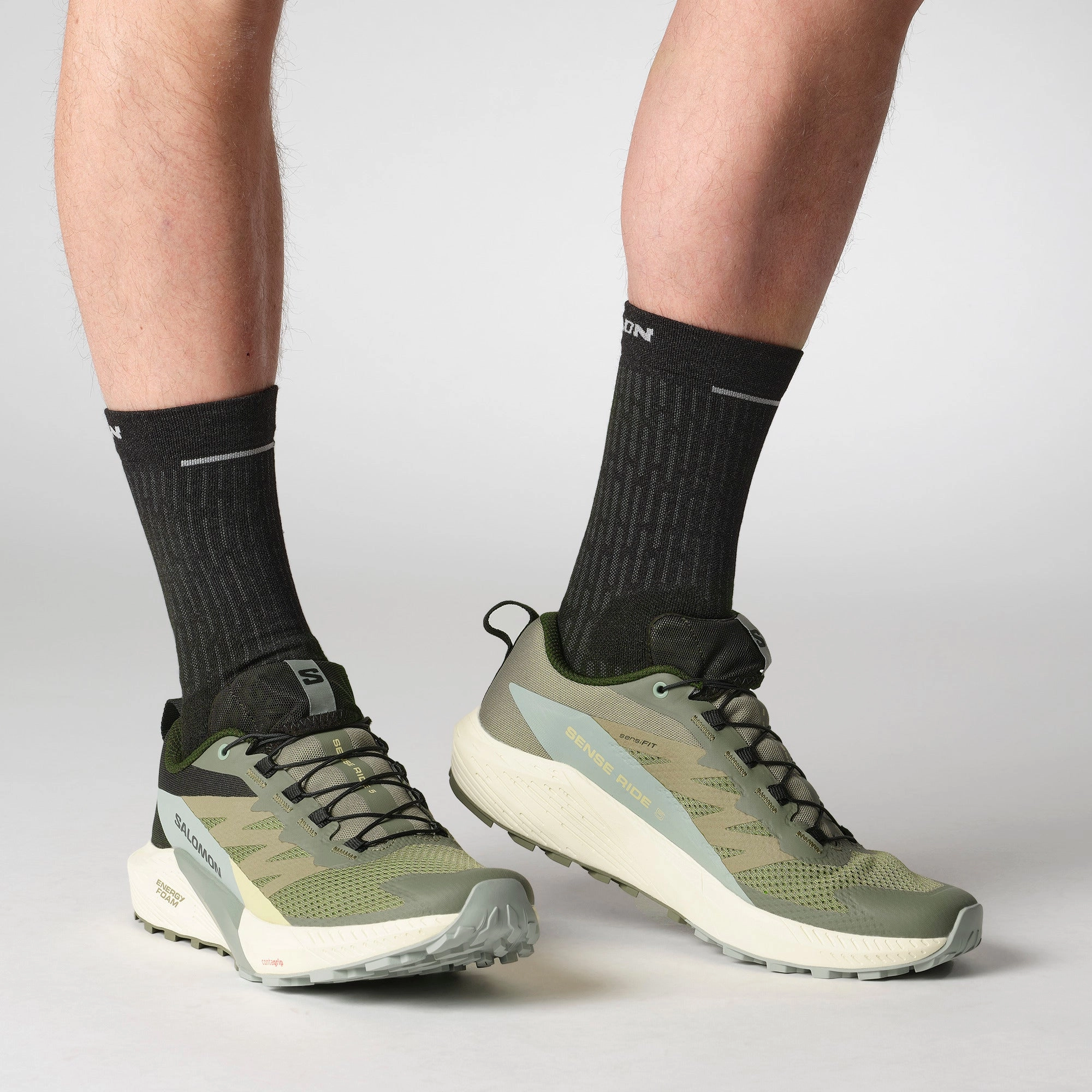 Gaiters For Trail Running Shoes SENSE RIDE 5 Men Trail Running Shoes in Deep Lichen Green / Black / Green Milieu