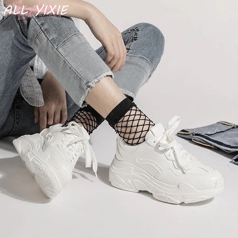 Timberland Smart Casual Shoes ALL YIXIE 2019 New Summer White Mesh Women Sneakers Fashion Thick Bottom Womens Platform Sneakers Casual Shoes Zapatos De Mujer