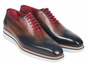 Paul Parkman Men's Smart Casual Wingtip Oxfords Multi-Color (ID#187-MIX-NVY) High Cut Casual Shoes