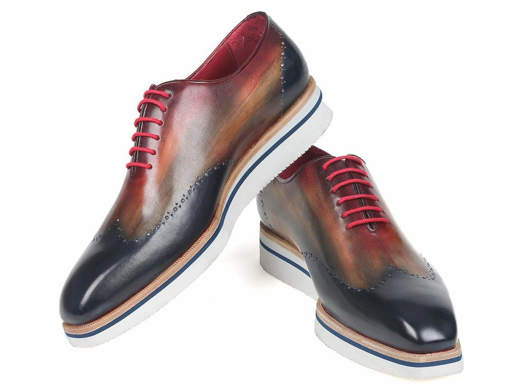Paul Parkman Men's Smart Casual Wingtip Oxfords Multi-Color (ID#187-MIX-NVY) Formal Dress And Casual Shoes