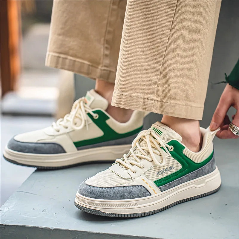 Wiaofellas Fashion Flats Board Shoes for Men Low Top Casual Sneakers Men Zapatillas Hombre New Style Vulcanize Shoes for Man Outdoor Casual Shoes Arch Support