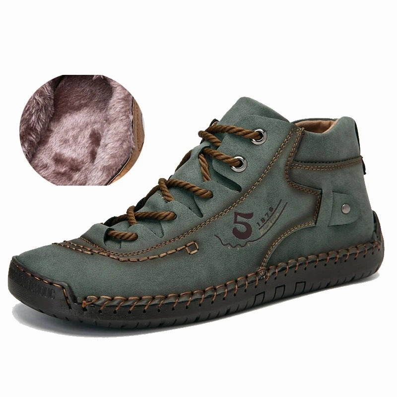 Backless Shoes Casual Handmade Leather Casual Men Shoes Winter With Fur Shoes Men Loafers Comfort Walking Shoes Men Flats