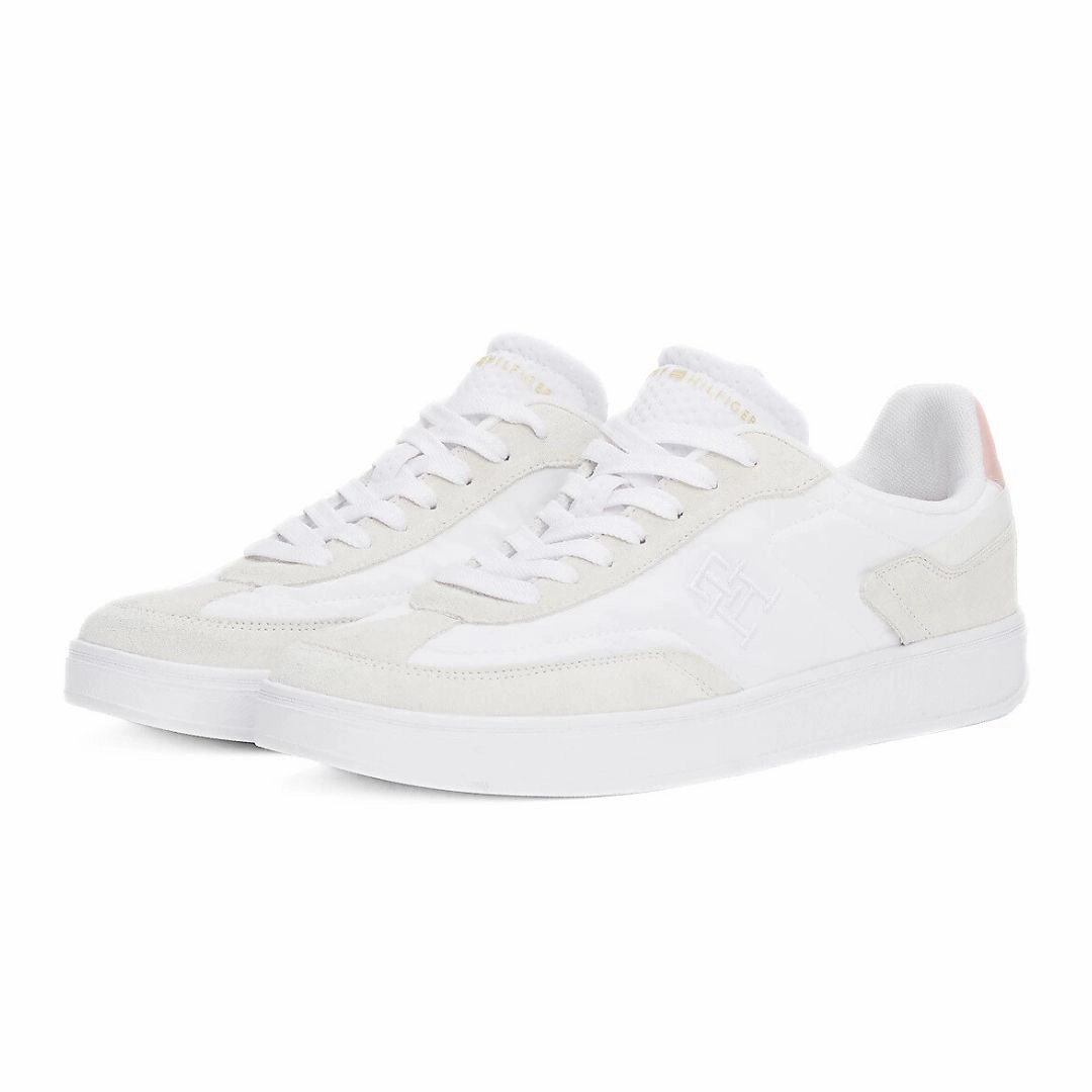 Tommy Hilfiger JHeritage Suede Trainers Women FW0FW08643-WHTPNK Tennis Shoes Or Sneakers