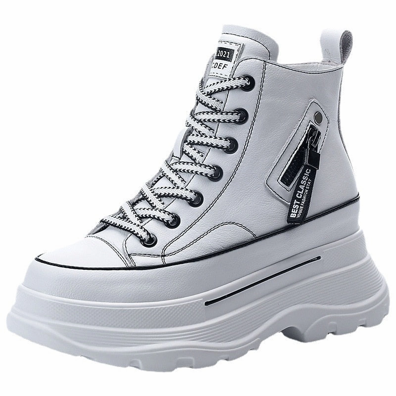 Mazino Sneakers Amozae  7Cm Platform Wedge Sneakers Chunky Shoes Genuine Leather High Top Shoes Sneakers Women Ankle Boots Spring Autumn Booties