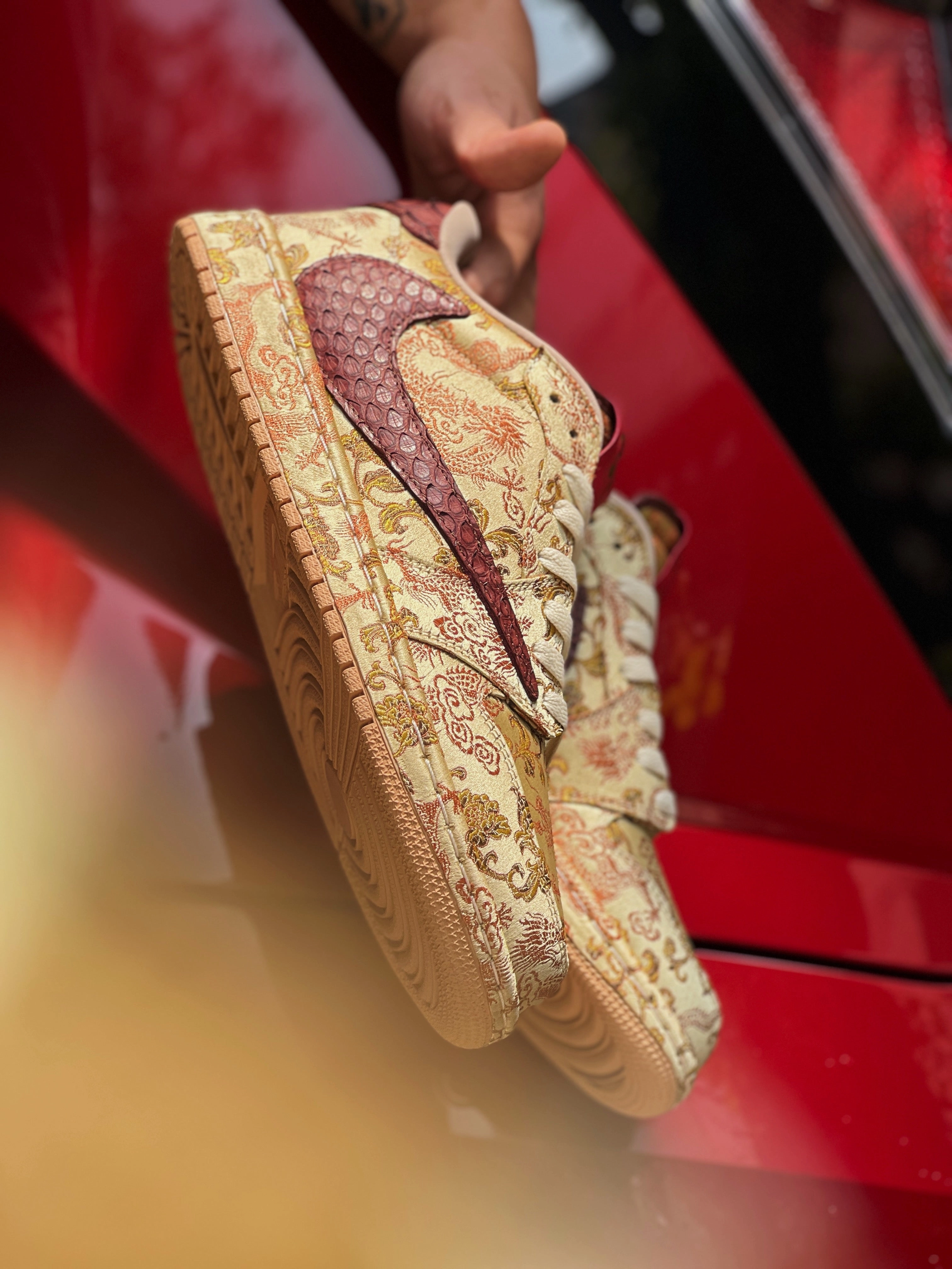 Asics Gel Flux 5 Running Shoes Air Jordan 1 Low Travis Scott "Chinatown"