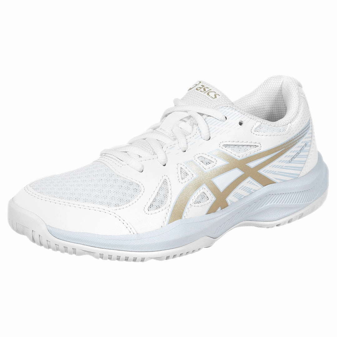 Asics Junior Upcourt 6 GS - White/Champagne Asics Vball Shoes