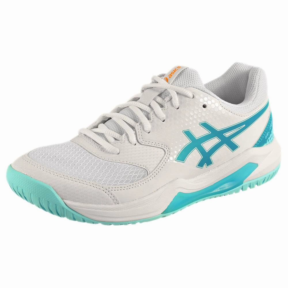 Asics Women's Gel-Dedicate 8 - Pickleball - White/Energy Aqua Asics Touch Shoes