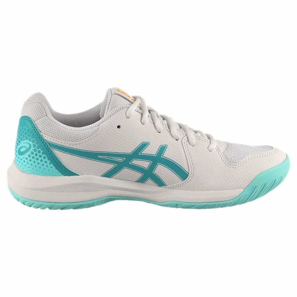 Asics Gel Resolution 7 Tennis Shoes Asics Women's Gel-Dedicate 8 - Pickleball - White/Energy Aqua