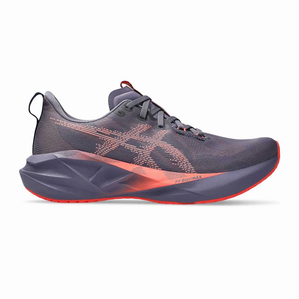 Asics Volleyball Shoes Outdoor Men's Novablast 5 Running Shoe - Greyish Purple/Coral Reef - Regular (D)
