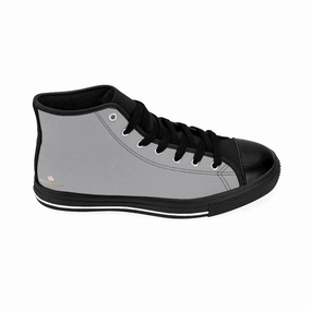 Concrete Gray Men's High-top Sneakers, Solid Color Minimalist Designer Tennis Running Shoes Navy Seal Boots