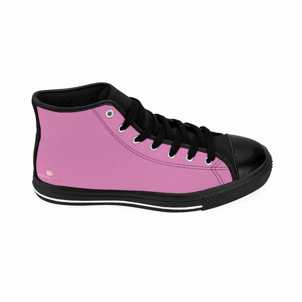 Lita Boots Baby Pink Men's High-top Sneakers, Solid Color Minimalist Designer Tennis Running Shoes