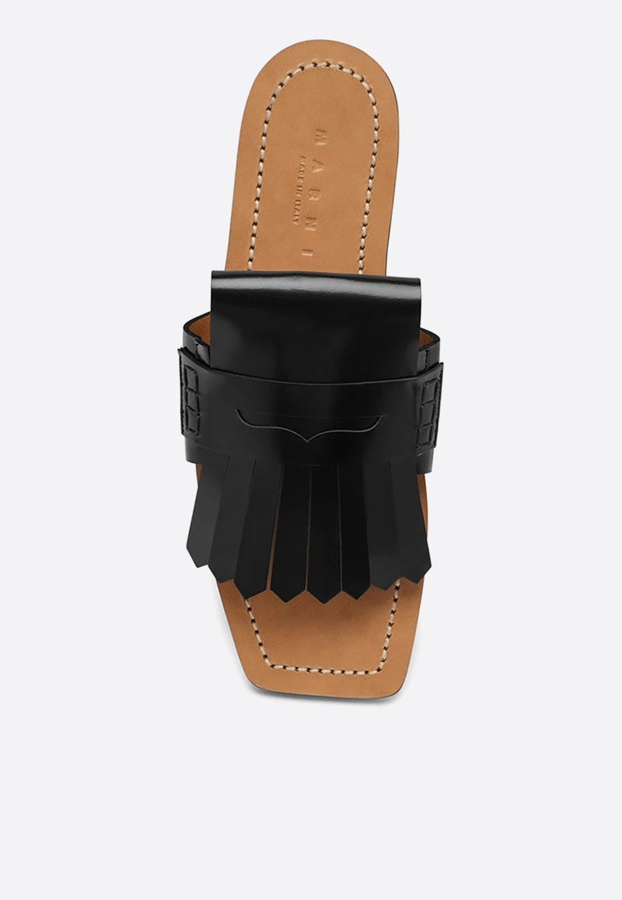 Bambi Square-Toe Leather Sandals Ride Slippers