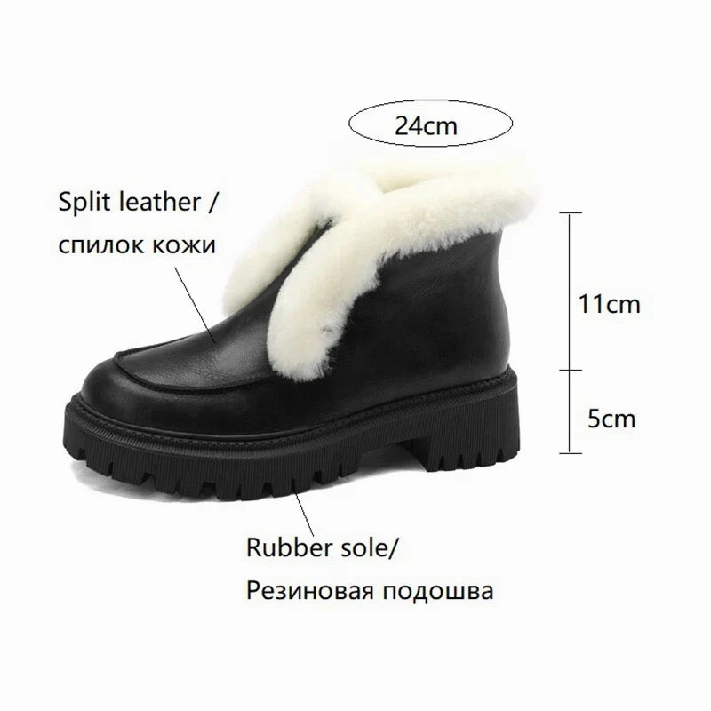 binfenxie NEW Winter Shoes Women Split Leather Ankle Boots Women Round Toe Chunky Heel Women Shoes Platform Modern Boots Warm Wool Boots Size 11 Cowboy Boots