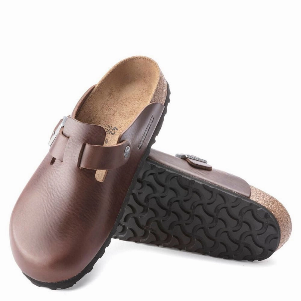 Birkenstock Men's Boston Grip Leather in Vintage Wood Roast Colourful Clogs