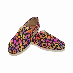 Camel Flat Shoes Black Pinky Leopard Women's Canvas Slip On Shoes