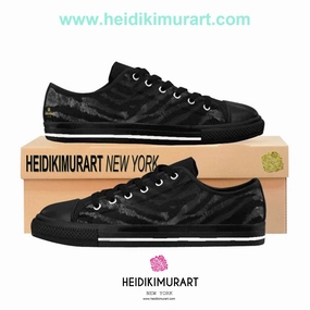 Black Tiger Striped Men's Sneakers, Animal Print Low Top Tennis Shoes For Men (US Size: 7-14) Red Lace Up Boots