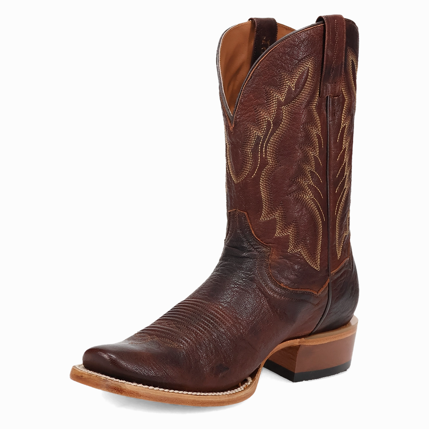 Mid Calf Boots Low Heel Boerne Men's Cognac Leather Boot- Dan Post (DS)