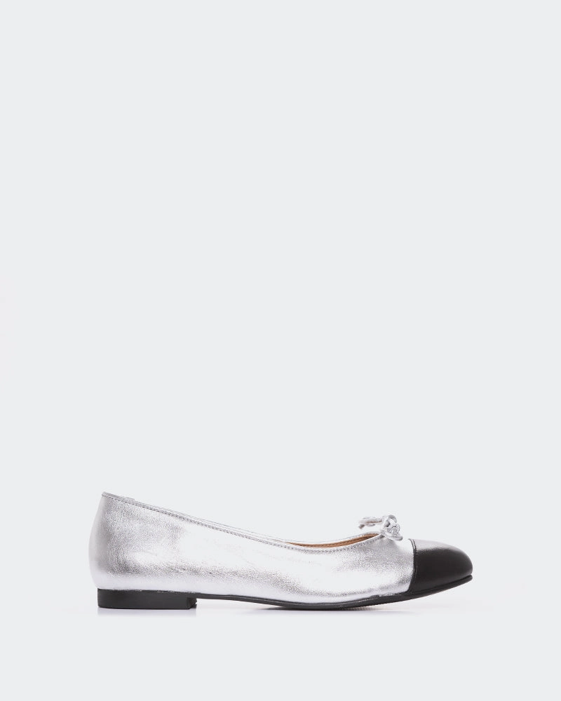 Ballet Flats Shoes Bory Silver Leather