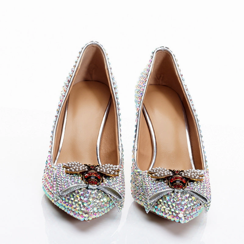 Bowknot Princess Rhinestone High Heels Stiletto Pumps 5 Inch High Heel