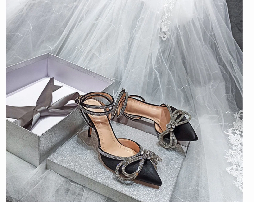 High Heels Dillards Braquarelly Black- Silver lining Sleek midnight Stacked Heel, Shoes-25 days shipping