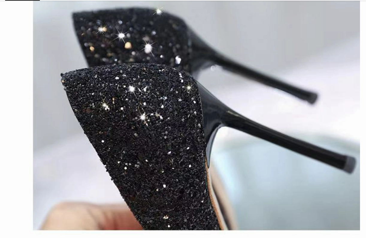 Braquarelly Black- Silver lining Sleek midnight Stacked Heel, Shoes-25 days shipping Over Knee Boots Heels