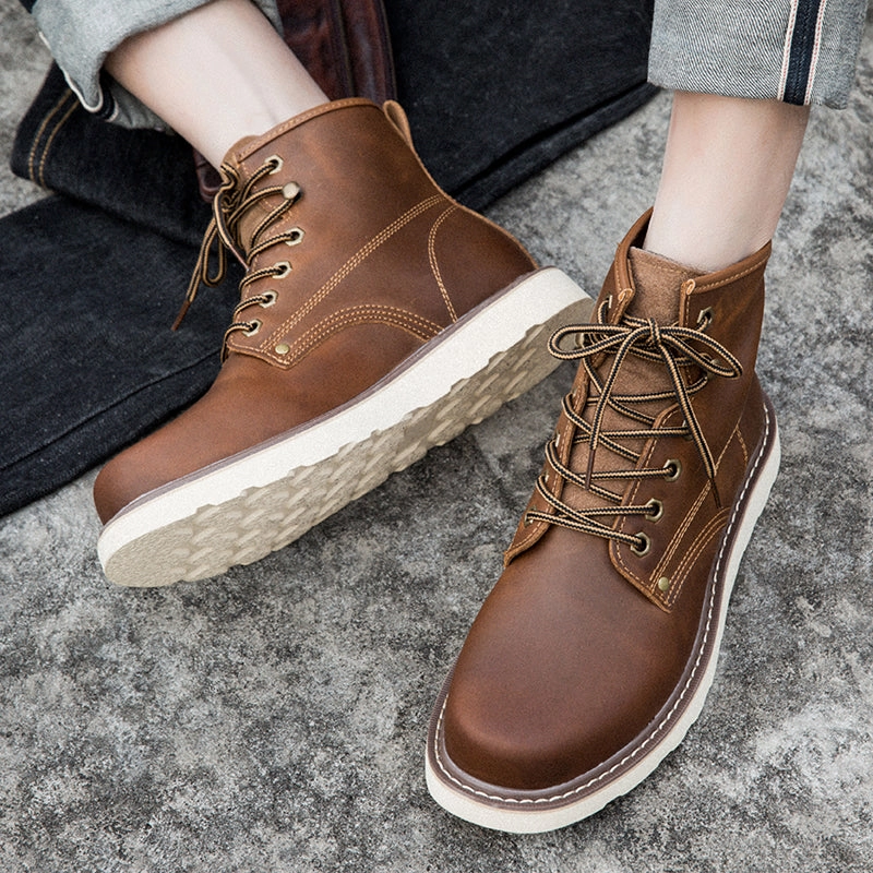 Brave Shoes Mens Boots Motorcycle Casual Boots For Men Waterproof Chukka Boots Mens Cheap Cowbo